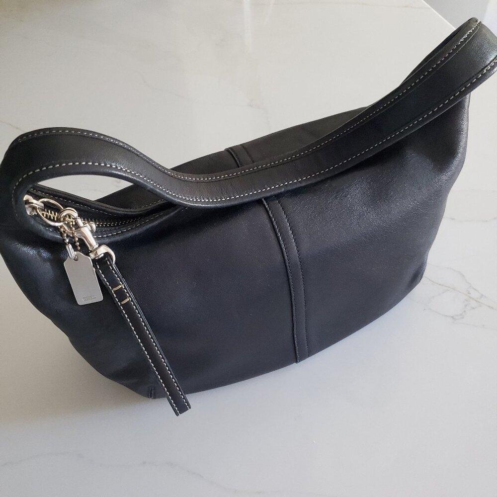 Original Vintage Coach Ergo Black Leather Hobo Shoulder Bag 9219 - Picture 3 of 12